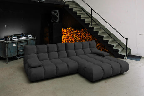 KAWOLA Sofa VIVIEN Ecksofa Velvet schwarz, Rechts