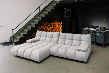 KAWOLA Sofa VIVIEN Ecksofa Velvet silber, Links