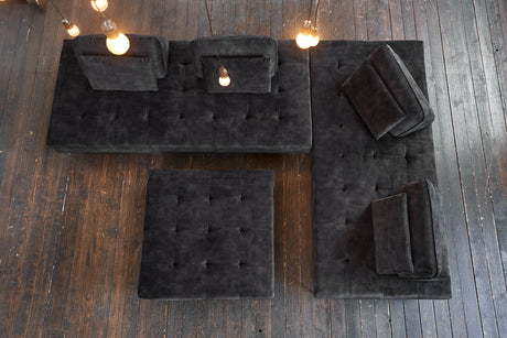 KAWOLA Sofa WIOLO Ecksofa velvet mit Hocker anthrazit