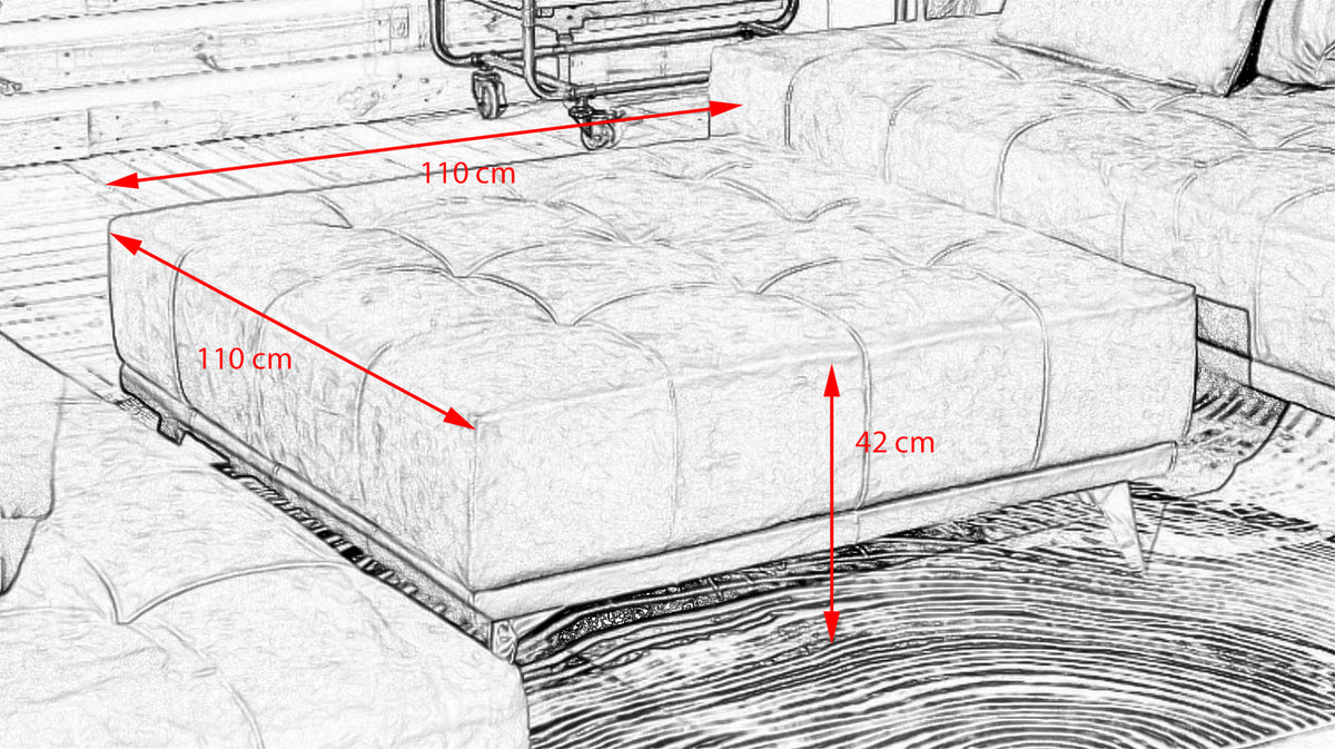 KAWOLA Sofa WIOLO Ecksofa velvet mit Hocker anthrazit
