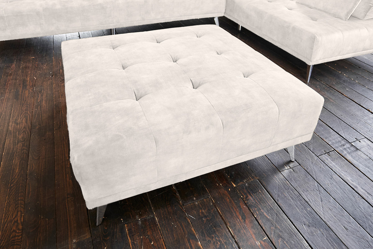 KAWOLA Sofa WIOLO Ecksofa velvet mit Hocker cremeweiß