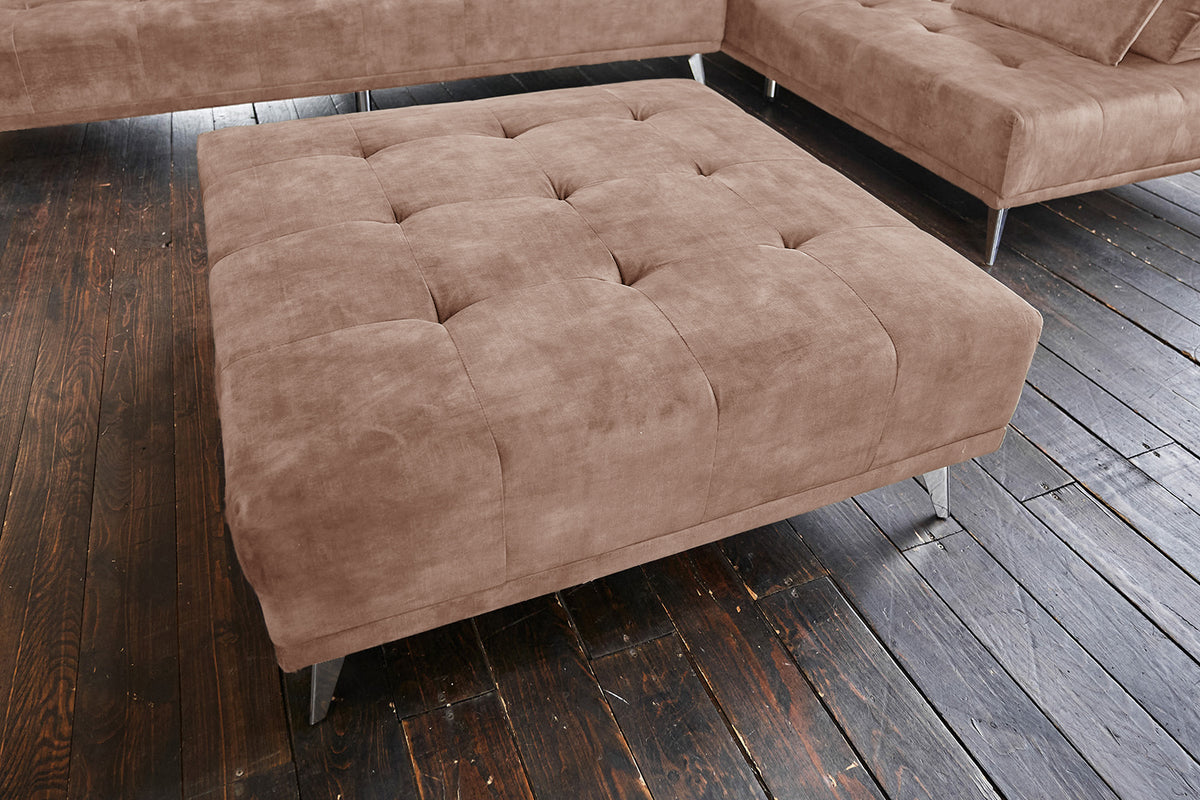 KAWOLA Sofa WIOLO Ecksofa velvet mit Hocker taupe