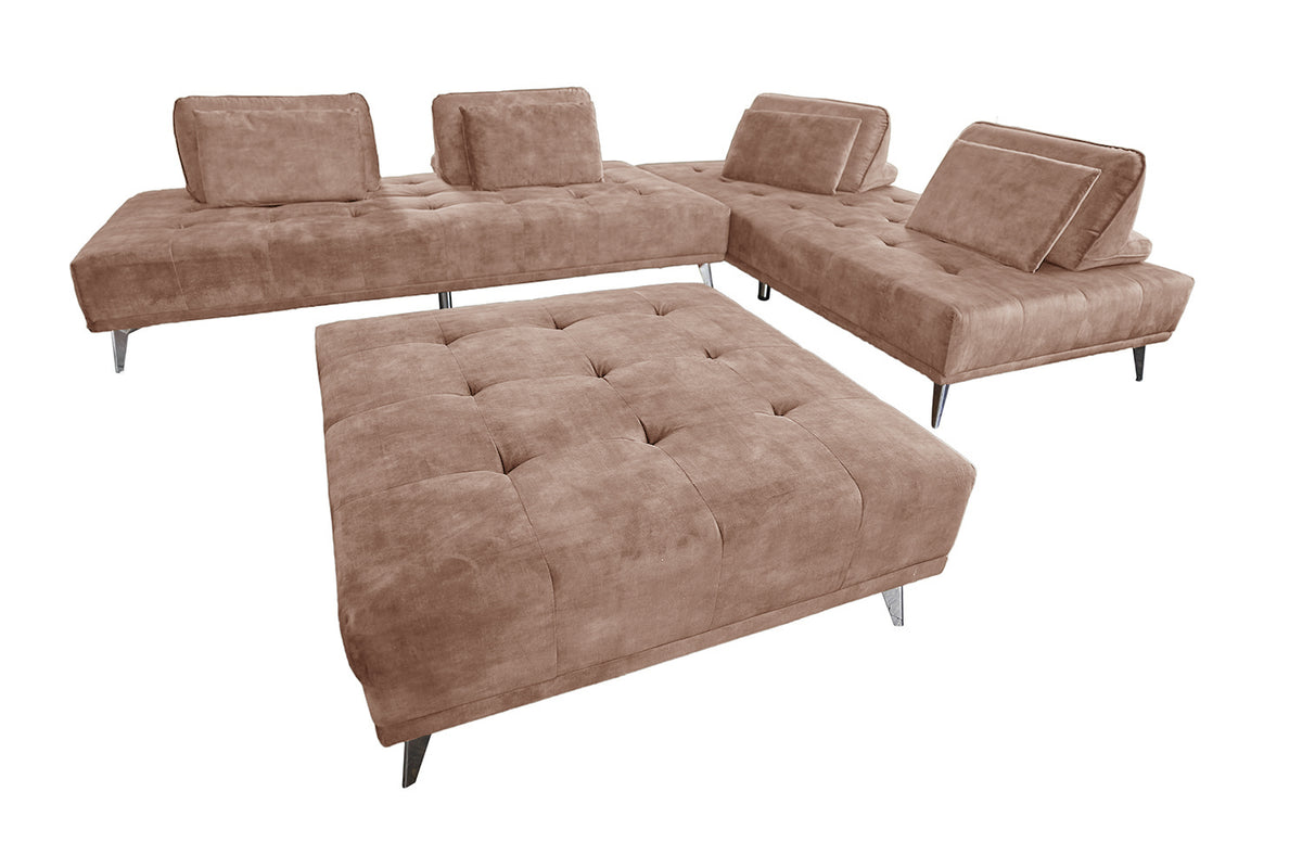 KAWOLA Sofa WIOLO Ecksofa velvet mit Hocker taupe