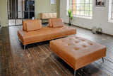 KAWOLA Sofa WIOLO Schlafsofa Daybed mit Hocker Leder cognac