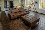 KAWOLA Sofa WIOLO Schlafsofa Daybed mit Hocker Leder dunkelbraun
