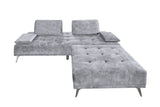 KAWOLA Sofa WIOLO Schlafsofa Daybed mit Hocker velvet grau