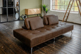 KAWOLA Sofa WIOLO Schlafsofa Daybed Leder dunkelbraun