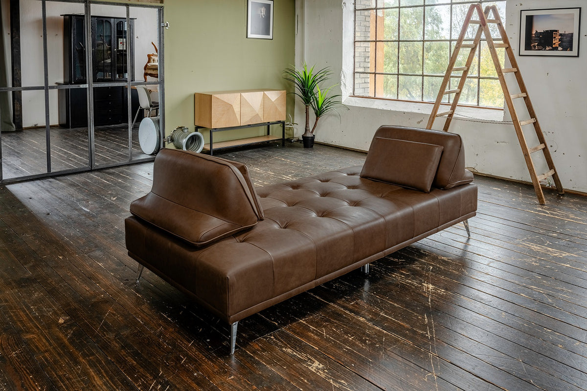 KAWOLA Sofa WIOLO Schlafsofa Daybed Leder dunkelbraun
