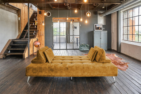 KAWOLA Sofa WIOLO Schlafsofa Daybed velvet cognac