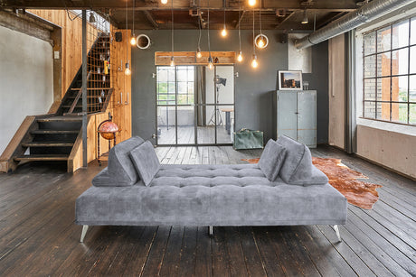 KAWOLA Sofa WIOLO Schlafsofa Daybed velvet grau