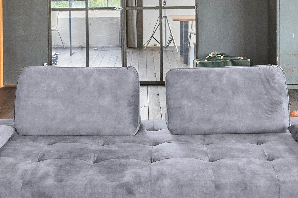 KAWOLA Sofa WIOLO Schlafsofa Daybed velvet grau