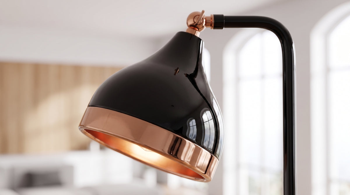 KAWOLA Stehlampe CIRENA Metall schwarz kupfer