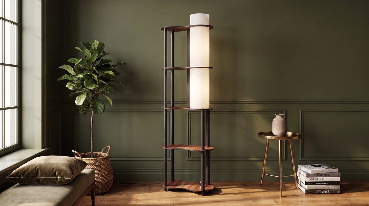 KAWOLA Stehlampe DALORA Holz walnuss