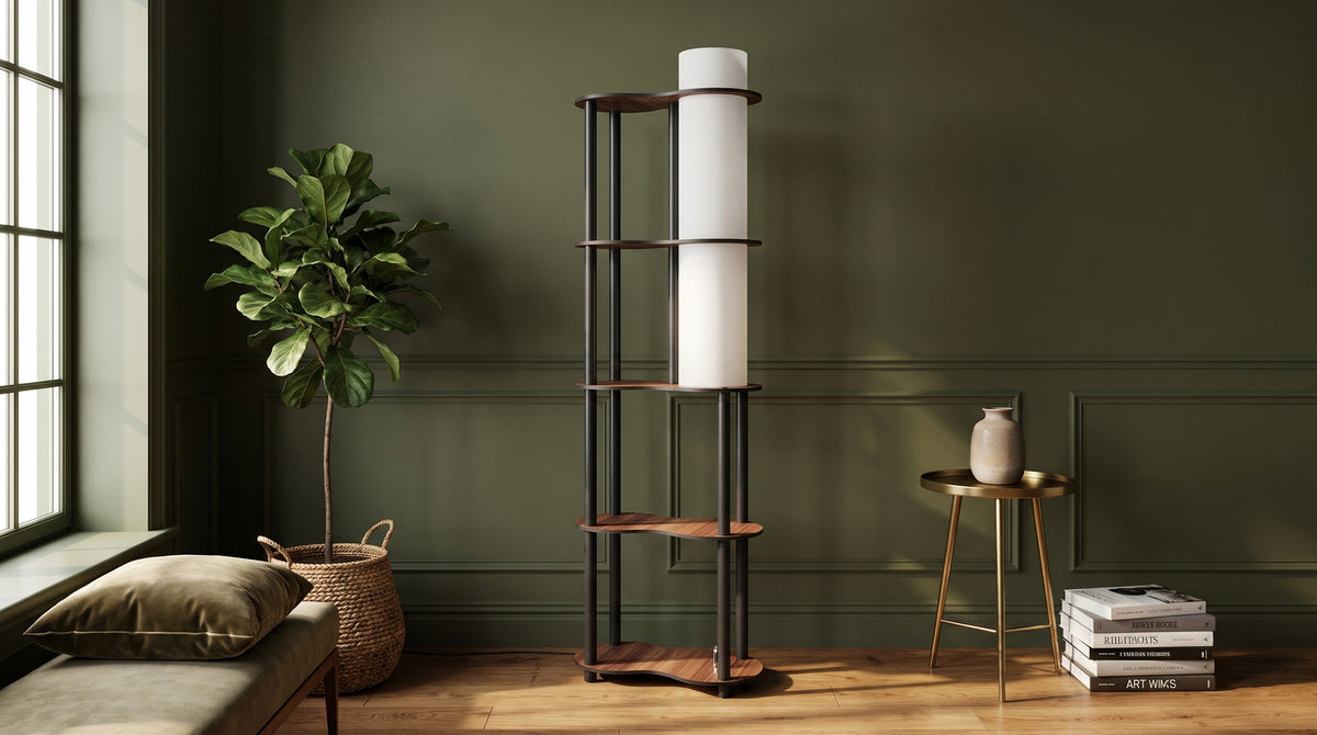 KAWOLA Stehlampe DALORA Holz walnuss