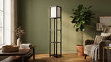 KAWOLA Stehlampe ELVARA Holz schwarz