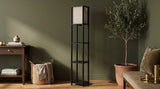 KAWOLA Stehlampe ELVARA Holz schwarz