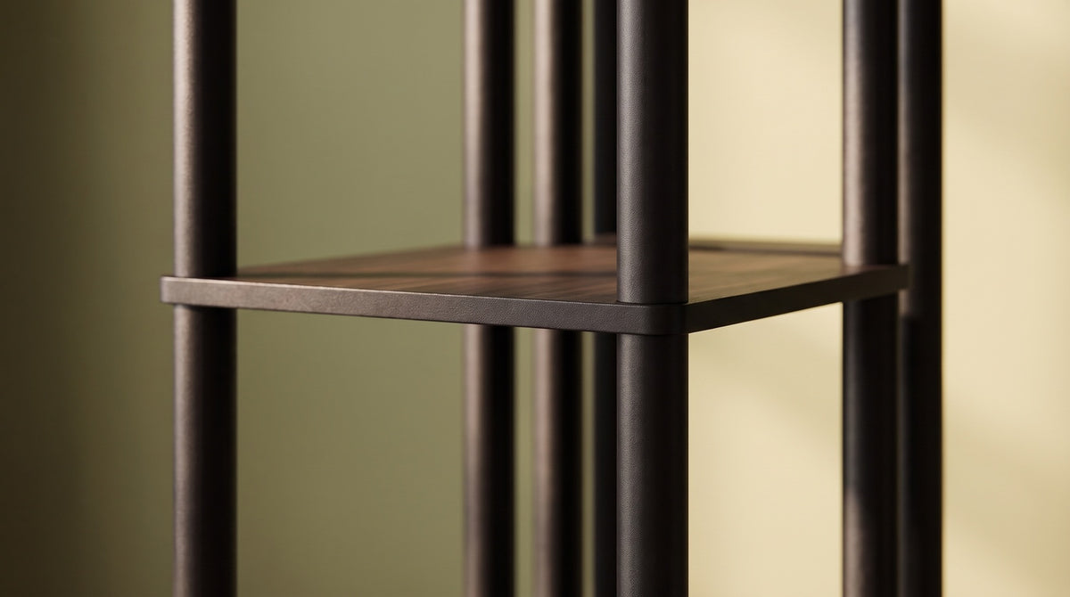 KAWOLA Stehlampe ELVARA Holz schwarz