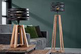 KAWOLA Stehleuchte DALIAN Stehlampe Holz/Metall schwarz