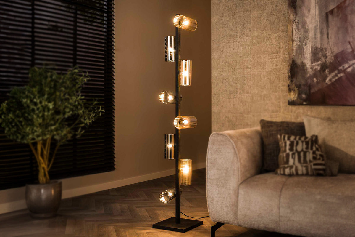 KAWOLA Stehleuchte MALLAWI Stehlampe 8-flammig Glas schwarz
