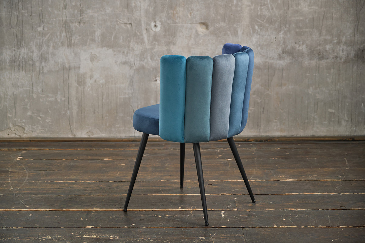 KAWOLA Stuhl JADA Esszimmerstuhl Velvet blau Fuß schwarz