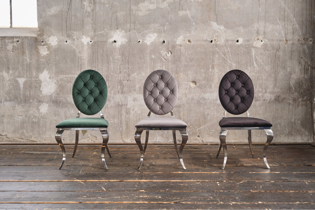 KAWOLA Stuhl LINDA Esszimmerstuhl Barock Velvet grau
