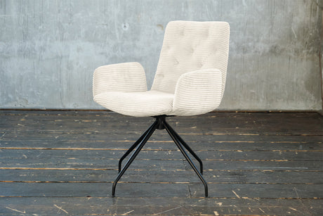 KAWOLA Stuhl NEW CHARME Drehstuhl Esszimmersessel Cord cremeweiß