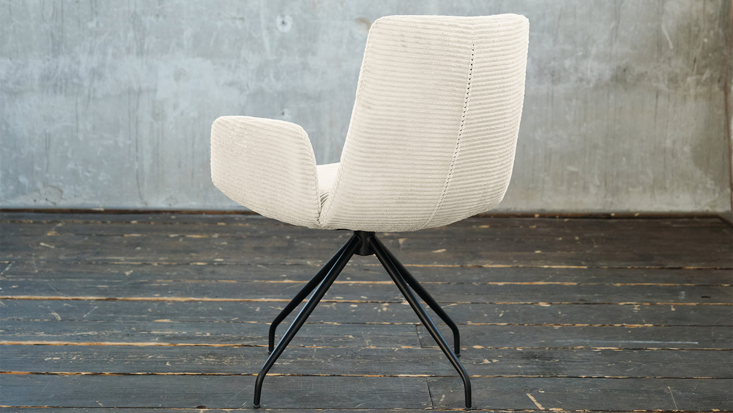 KAWOLA Stuhl NEW CHARME Drehstuhl Esszimmersessel Cord cremeweiß