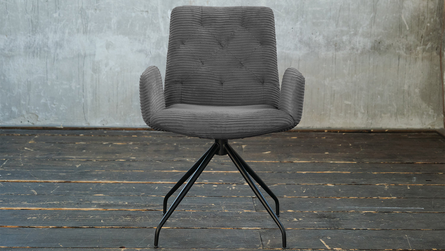 KAWOLA Stuhl NEW CHARME Drehstuhl Esszimmersessel Cord grau