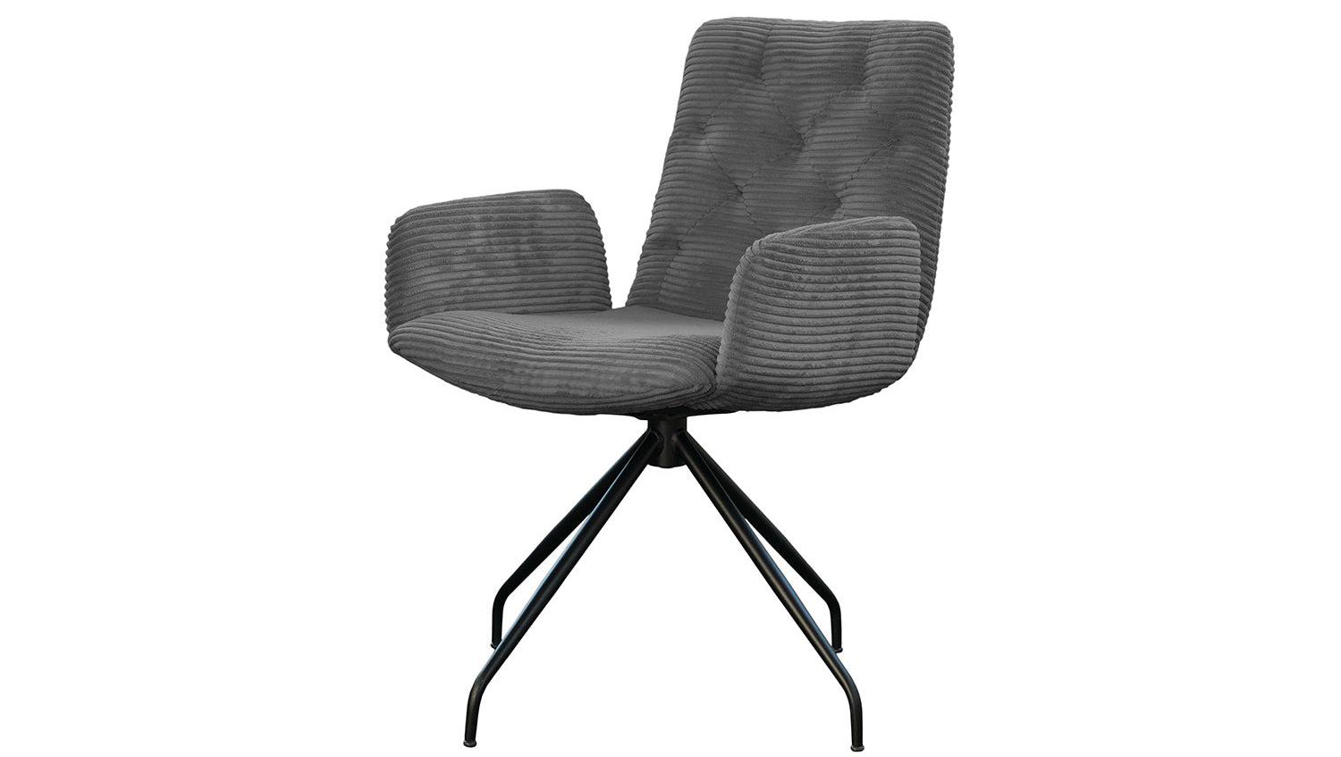 KAWOLA Stuhl NEW CHARME Drehstuhl Esszimmersessel Cord grau