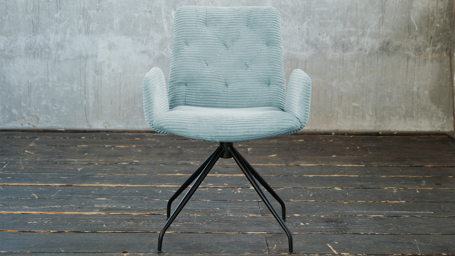 KAWOLA Stuhl NEW CHARME Drehstuhl Esszimmersessel Cord hellblau