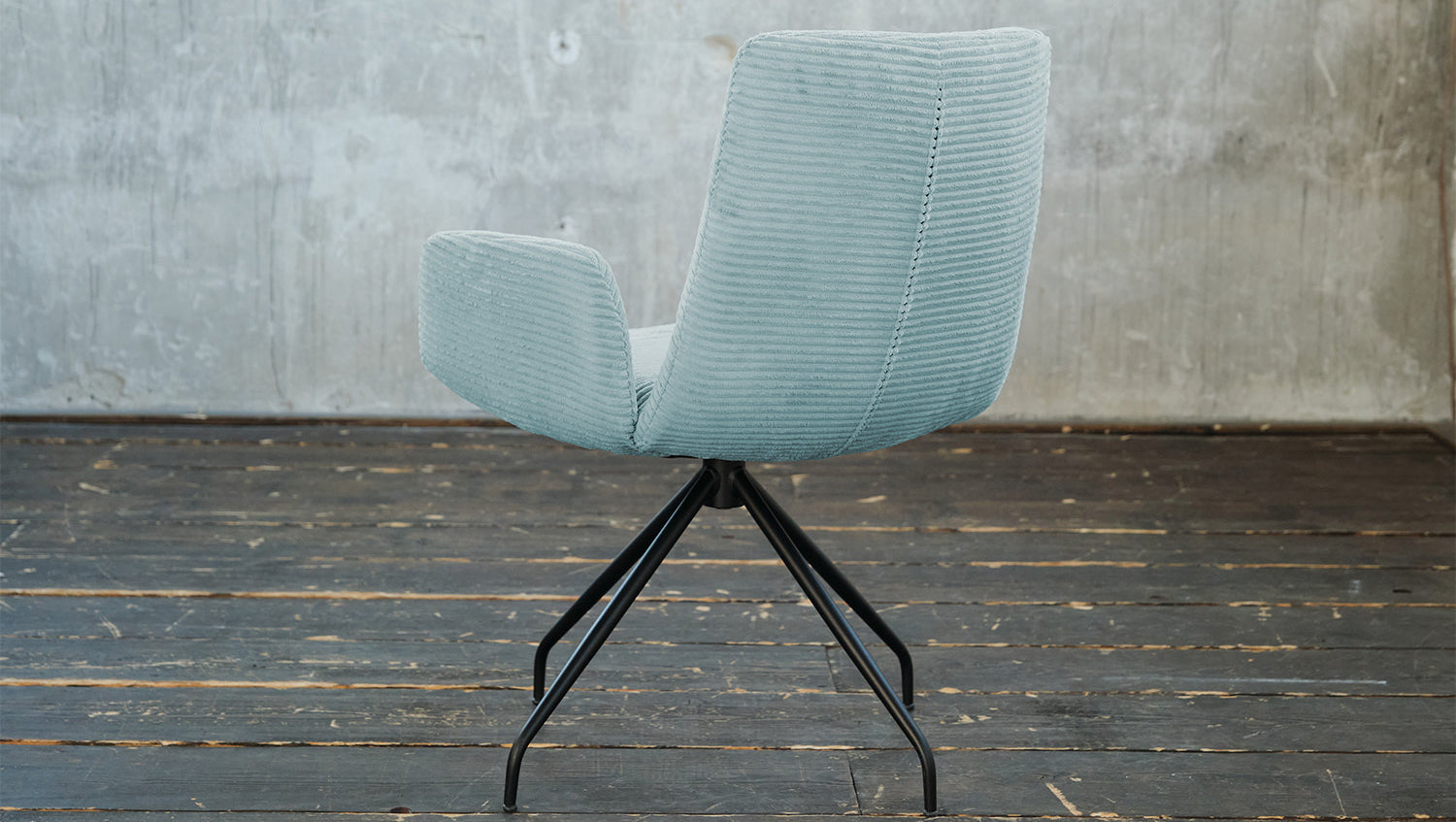 KAWOLA Stuhl NEW CHARME Drehstuhl Esszimmersessel Cord hellblau