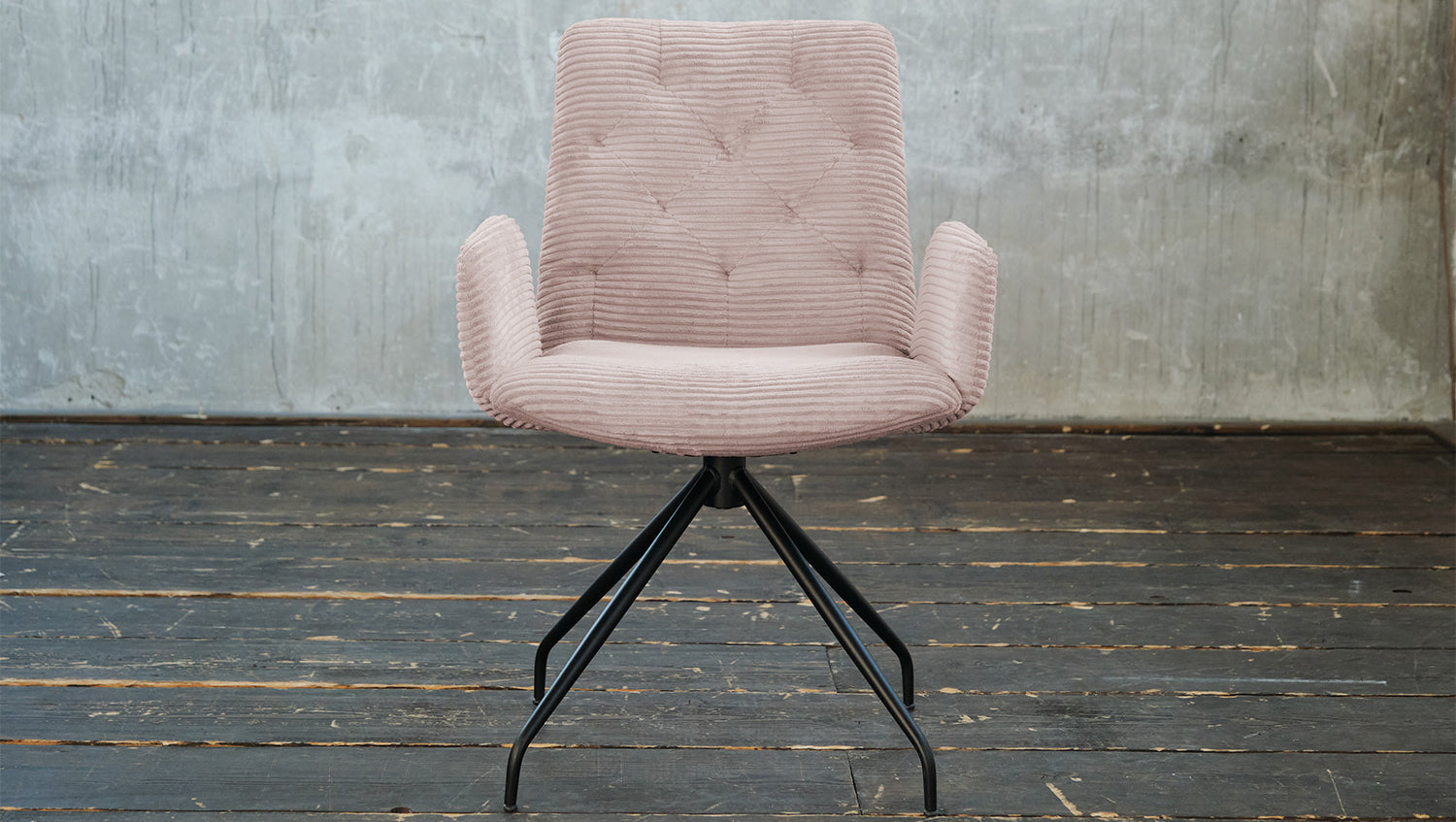 KAWOLA Stuhl NEW CHARME Drehstuhl Esszimmersessel Cord rosa