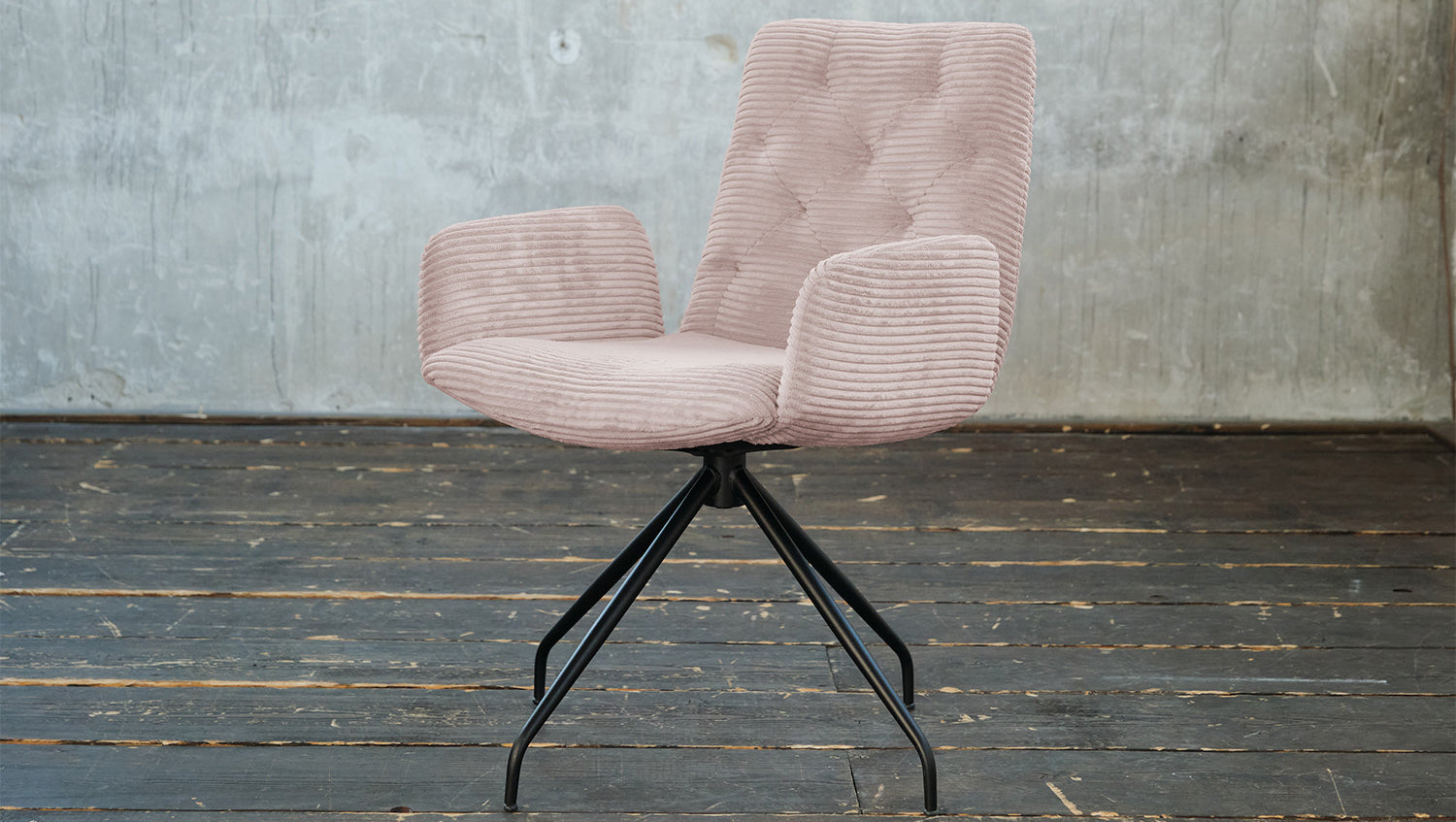 KAWOLA Stuhl NEW CHARME Drehstuhl Esszimmersessel Cord rosa