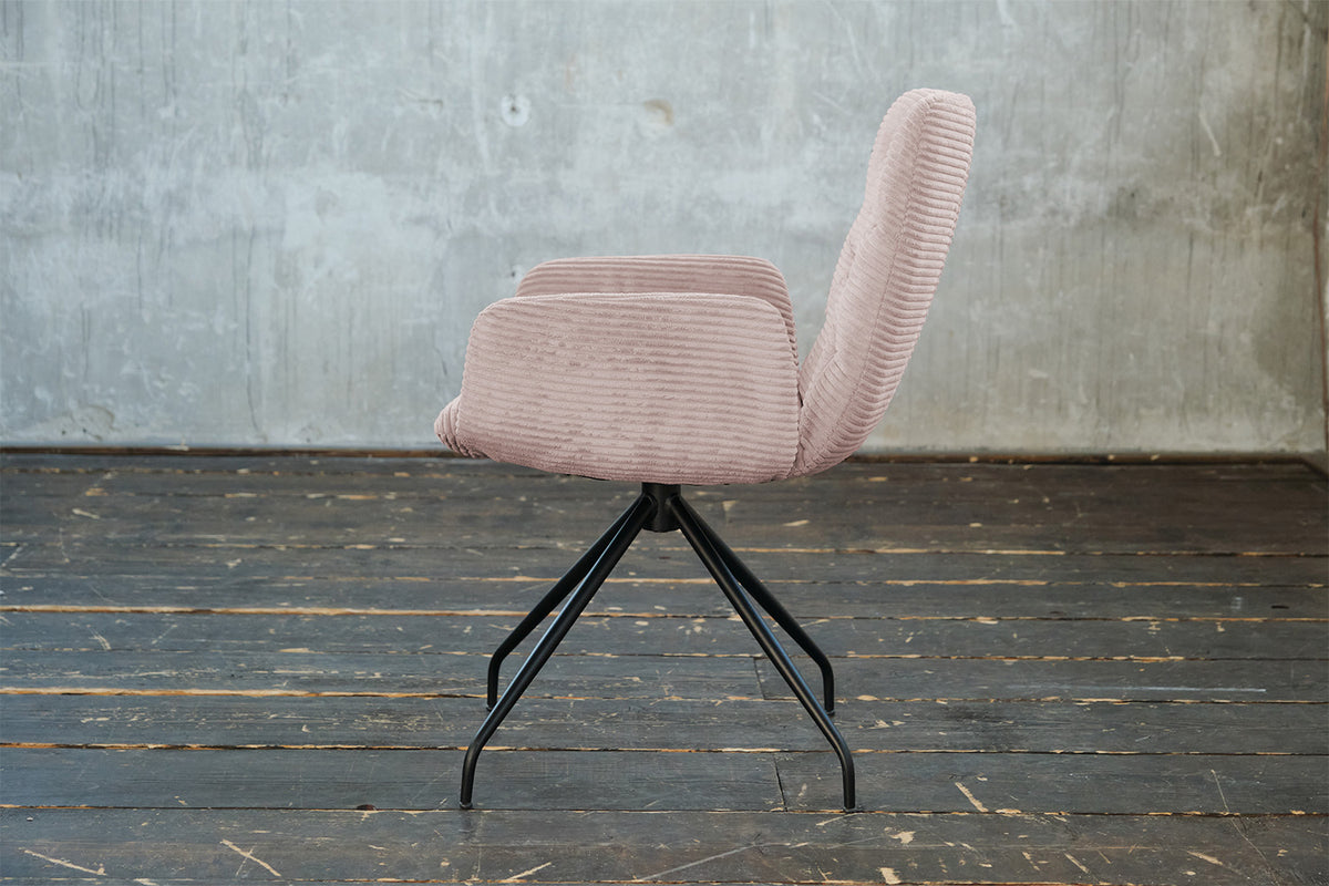 KAWOLA Stuhl NEW CHARME Drehstuhl Esszimmersessel Cord rosa