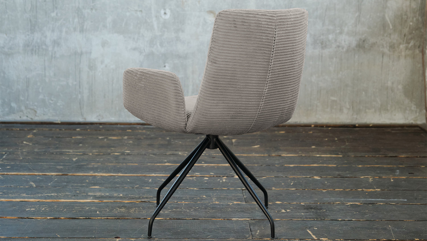 KAWOLA Stuhl NEW CHARME Drehstuhl Esszimmersessel Cord steingrau
