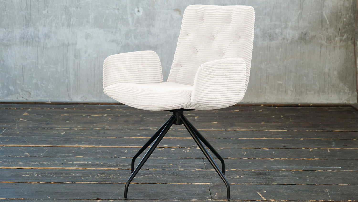 KAWOLA Stuhl NEW CHARME Drehstuhl Esszimmersessel Cord weiß