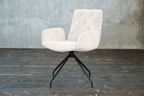 KAWOLA Stuhl NEW CHARME Drehstuhl Esszimmersessel Cord weiß