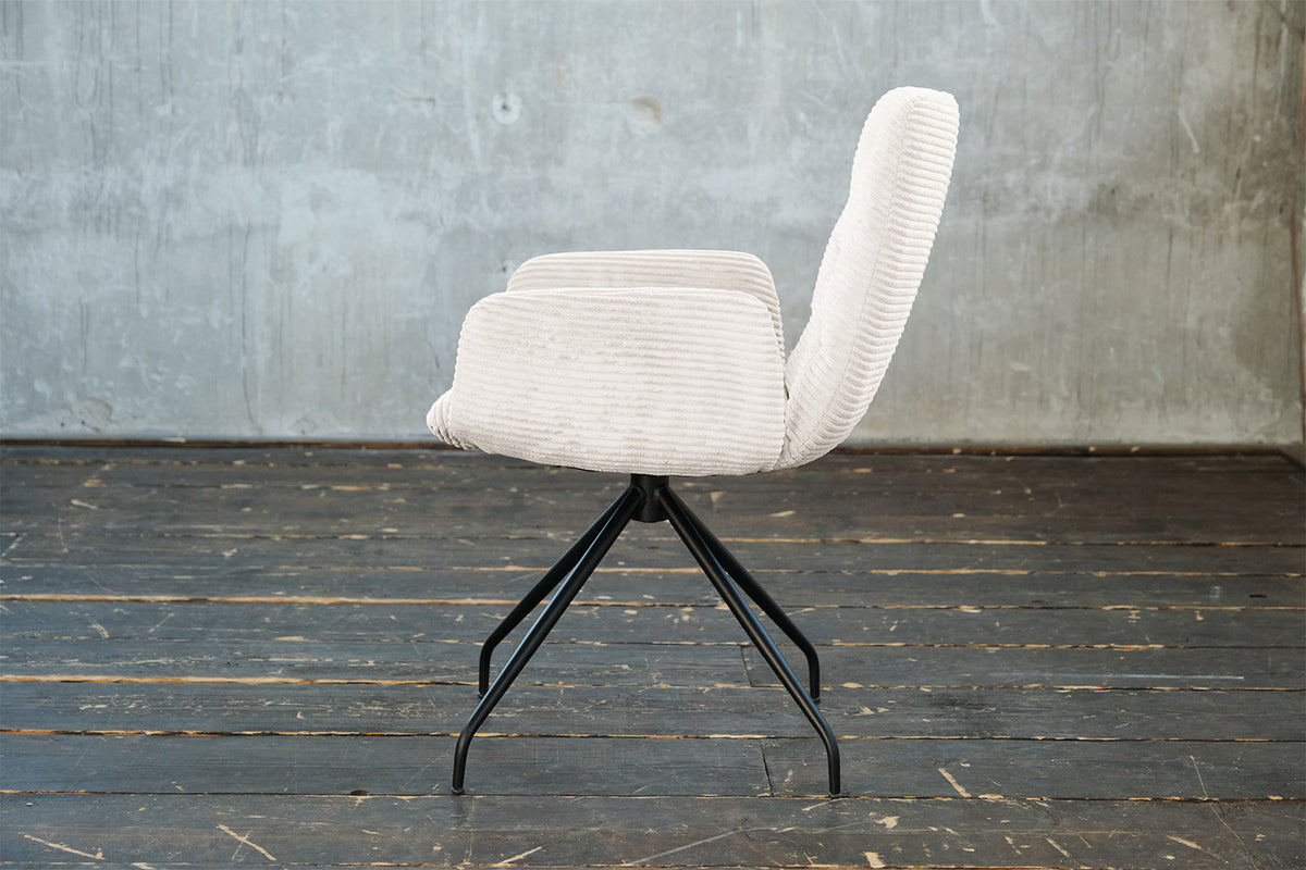 KAWOLA Stuhl NEW CHARME Drehstuhl Esszimmersessel Cord weiß
