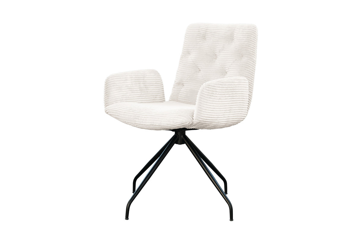 KAWOLA Stuhl NEW CHARME Drehstuhl Esszimmersessel Cord weiß