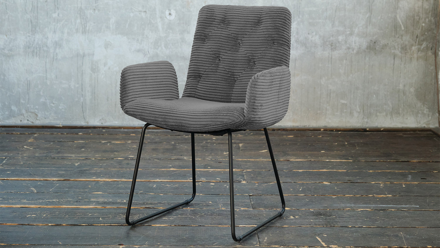 KAWOLA Stuhl NEW CHARME Esszimmersessel Cord grau