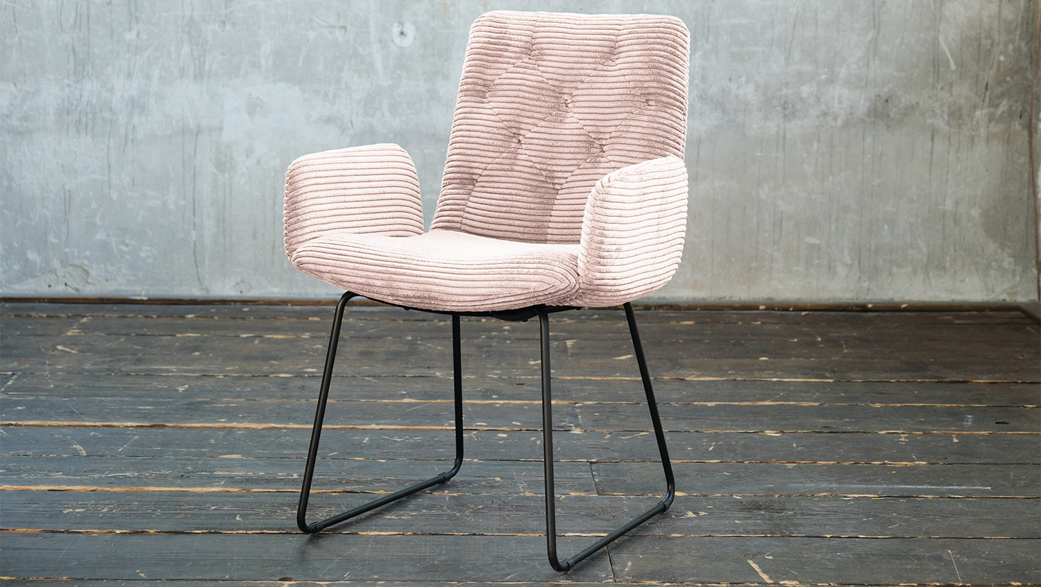 KAWOLA Stuhl NEW CHARME Esszimmersessel Cord rosa