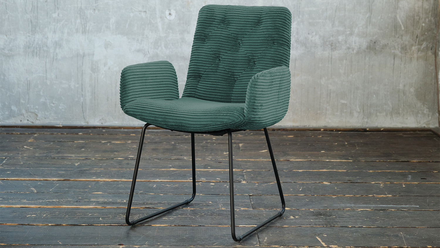 KAWOLA Stuhl NEW CHARME Esszimmersessel Cord smaragd