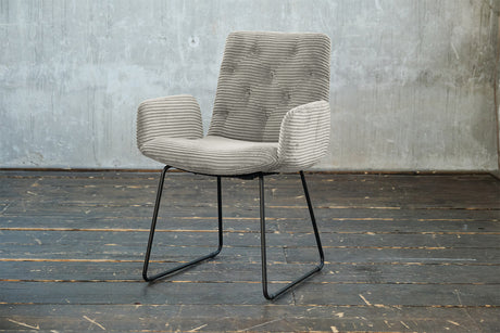 KAWOLA Stuhl NEW CHARME Esszimmersessel Cord steingrau