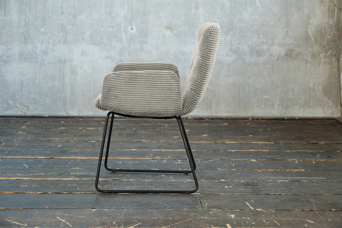 KAWOLA Stuhl NEW CHARME Esszimmersessel Cord steingrau