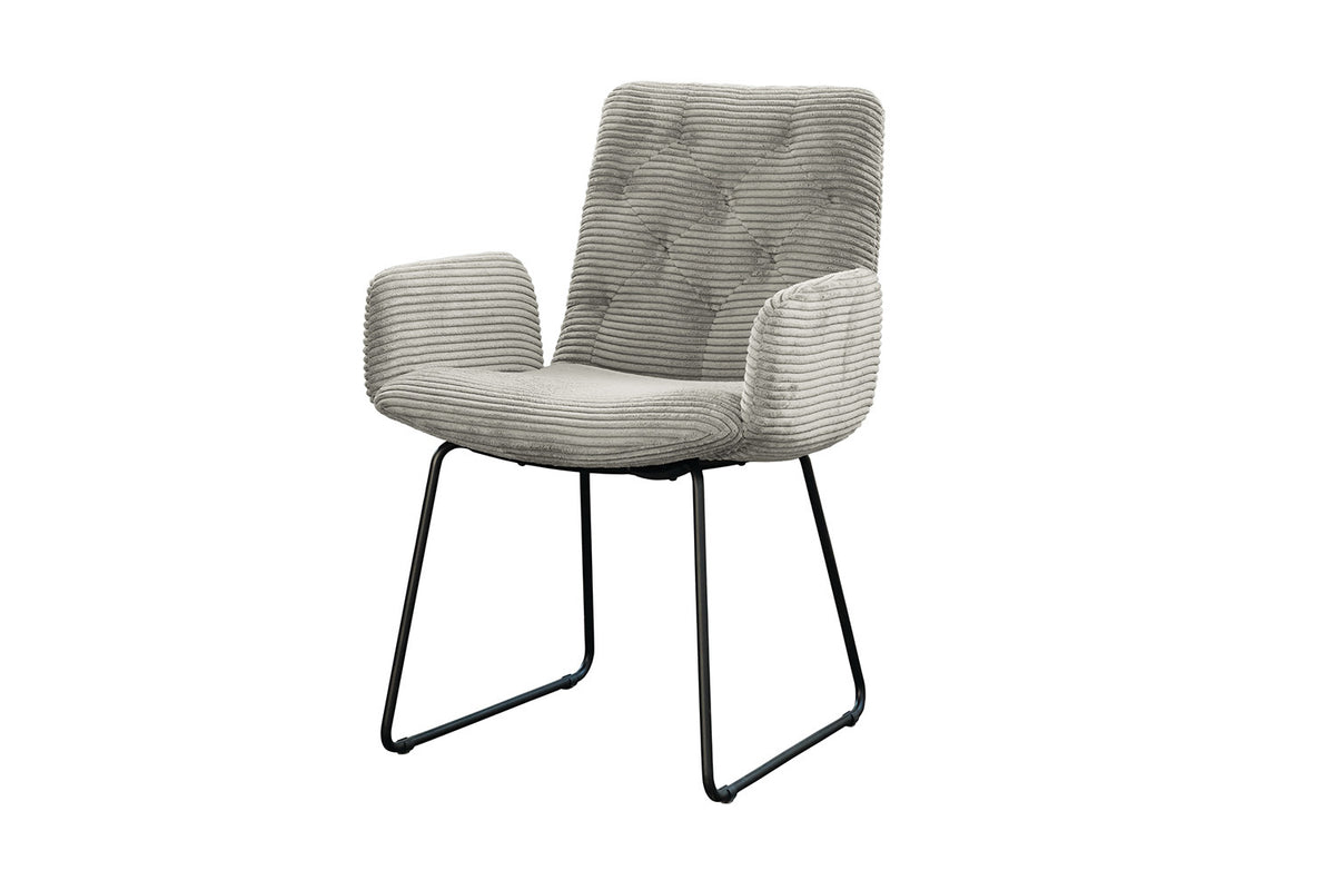 KAWOLA Stuhl NEW CHARME Esszimmersessel Cord steingrau
