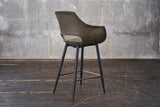 KAWOLA Thekenhocker ZAJA Barstuhl Sitzhöhe 65 cm Microfaser oliv