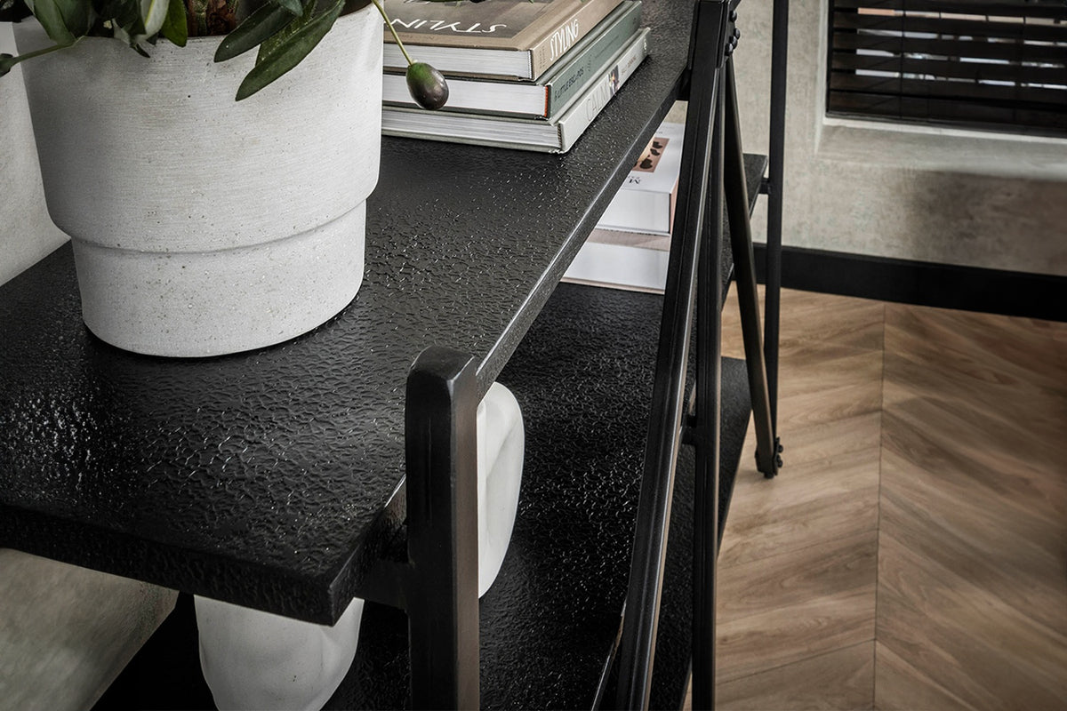 KAWOLA Wandregal PEARA 130 cm MDF-Holz schwarz 3 Stufig