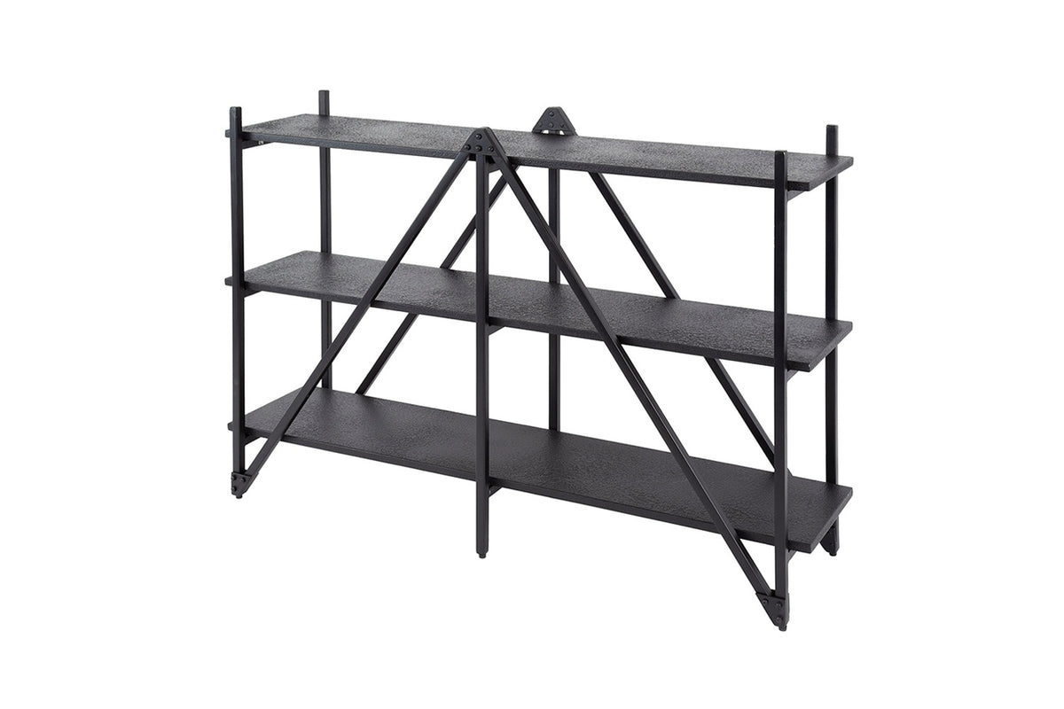 KAWOLA Wandregal PEARA 130 cm MDF-Holz schwarz 3 Stufig