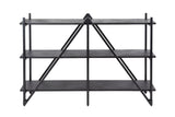 KAWOLA Wandregal PEARA 130 cm MDF-Holz schwarz 3 Stufig