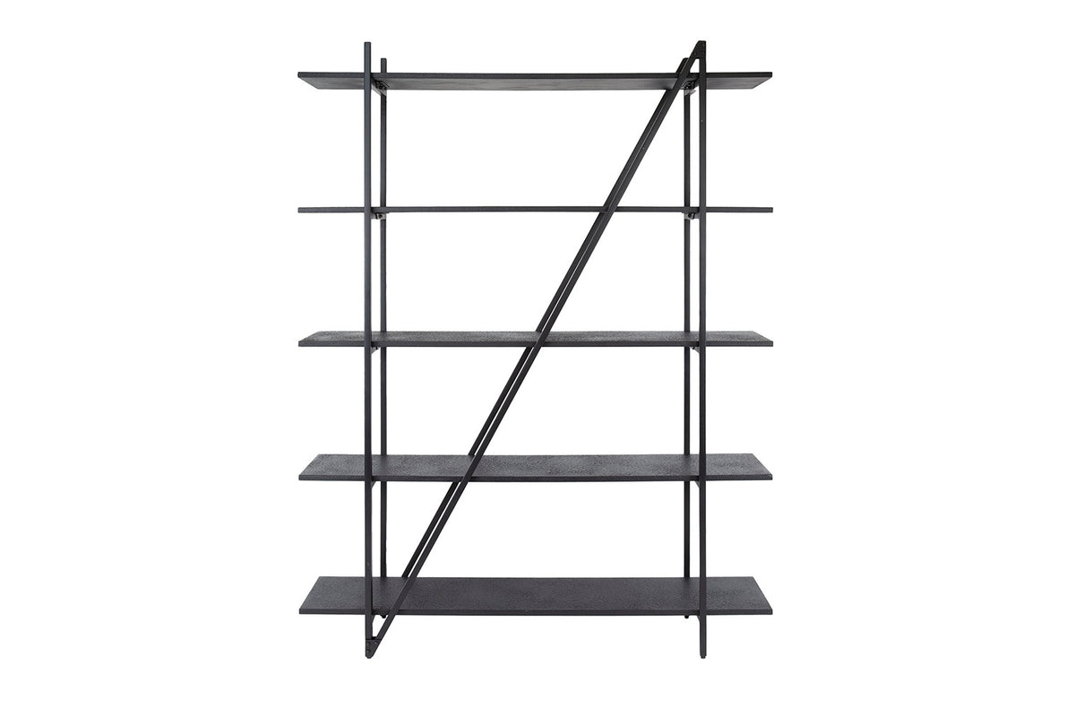 KAWOLA Wandregal PEARA 140 cm MDF-Holz schwarz 5 Stufig